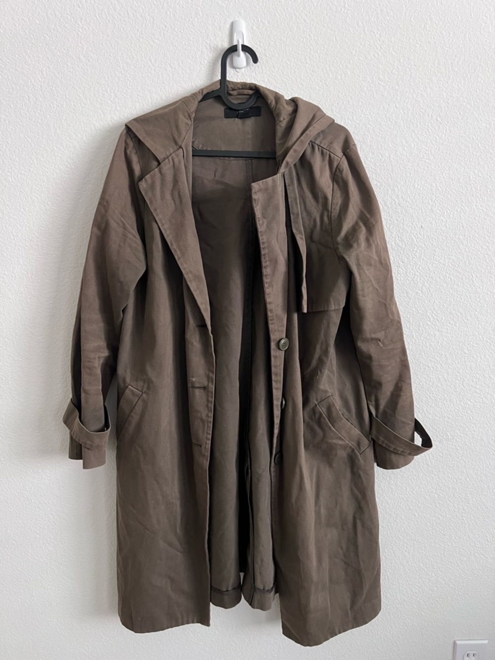 Forever 21 Olive/Khaki Hooded Oversized Trench Coat